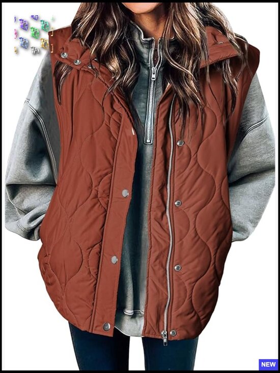 Jackets & Blazers - Cropped Puffer Vest Lightweight Quilted Stand Collar Sleeveless Jacket Chic